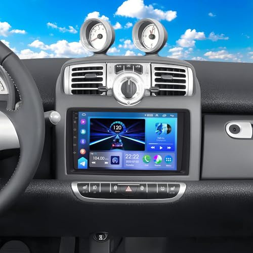 Android 13 Autoradio per Mercedes-Benz Smart Fortwo 451 2005-2010 2+32G Autoradio con CarPlay e Android Auto Schermo da 9 Pollici GPS Navigatore con Retrocamera FM/RDS Radio Bluetooth WiFi Mirror Link