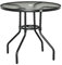 Outsunny Table à Manger de Jardin, avec Trou de Parasol, Table extérieure Ronde avec Plateau en Verre trempé, pour Jardin, Patio, terrasse, Ø 80 x 72 cm, Noir