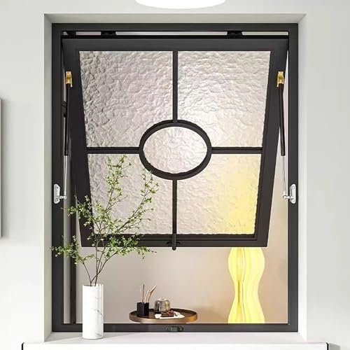 Ventana Corredera de Aluminio, Ventana de Servicio Vertical y Horizontal con Cristal Templado, Ventana de Ventilación Empotrada para Baño, Cocina, Quiosco, Camión de Comida, Cobertizo, Sótano(Black,Wx