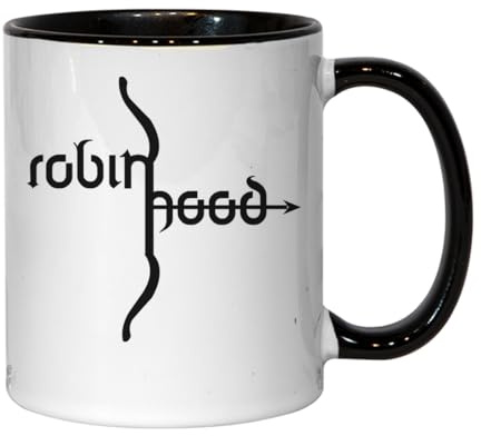 Tasse à thé ou café en céramique avec motif d'archer et d'archer de Robin des Bois Noir
