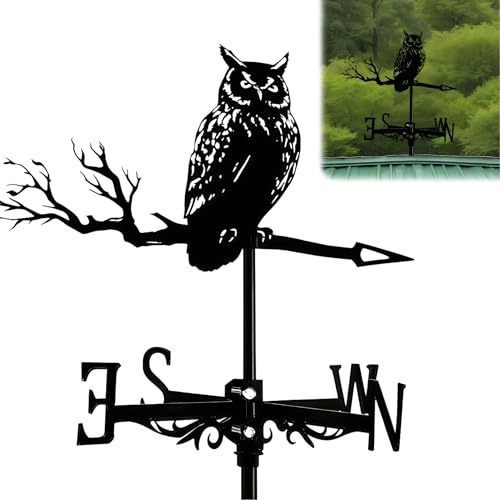 Girouette décorative, Hibou, métal, Vintage, pour Jardin et Toit | Indique la direction du vent; résistant aux intempéries.