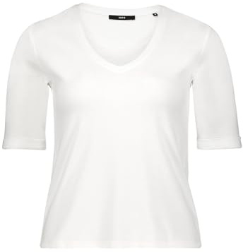 zero Damen Basic Shirt mit V-Ausschnitt 40, Offwhite