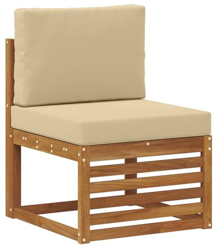 vidaXL Outdoor Mittelsofa Massivholz Akazie Natur, Balkonmöbel, modernes Gartendesign, wetterfest für entspannte Stunden im Freien, modulares Sofa