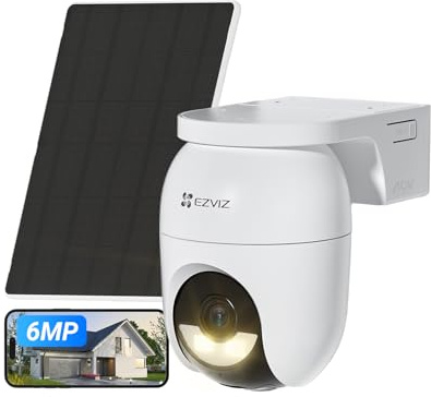 EZVIZ 3K+(6MP) Camera Surveillance WiFi Exterieure sans Fil CB8 Lite Kit | Mode AOV (Enregistrement 24h/24),Détection de Personnes/Véhicules,Vision Nocturne Couleur,Défense Active,Panneau Solaire 5W