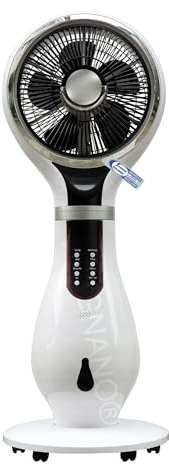 Sicignano Ventilatore con Nebulizzatore 80W, 5 Pale 30 cm, 3 Velocità, Telecomando, Timer 9.5 Ore, Tanica 2.3 L