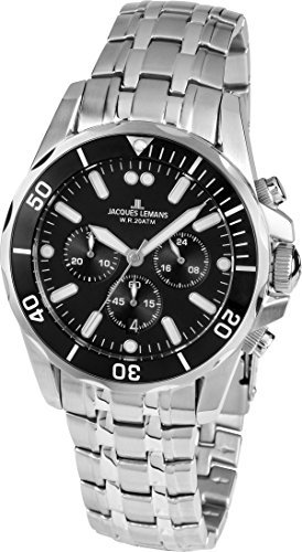 JACQUES LEMANS Herrenuhr Liverpool massiv Edelstahl Chronograph 1-1907Z