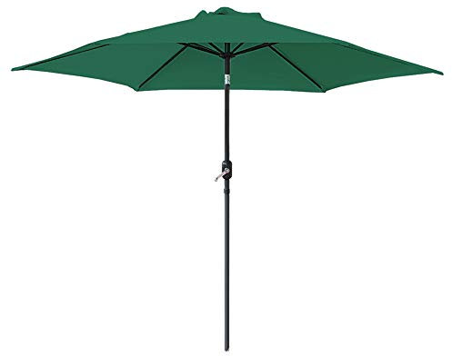 Green Bay 2.5M Round Aluminium Garden Parasol Sun Shade Patio Outdoor Umbrella Canopy Crank Tilt Mechanism Green