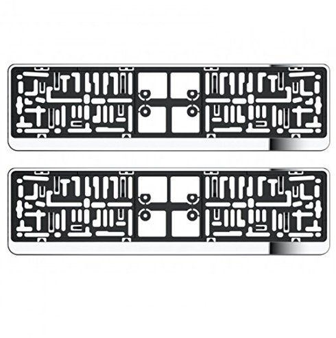 NEW WHeelsNbits® 2 X Universal ABS Silver Chrome Mirror CAR NUMBER Licence PLATE HOLDERS SURROUNDS FRAMES (Produced in the EU)