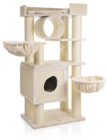 CanadianCat Company | Premium XXL Katzen Kratzbaum Victoria 2, XXL Kratzbaum große Katzen, Zwei Hängematten, sehr robust, beige, 122 x 105 x 171 cm