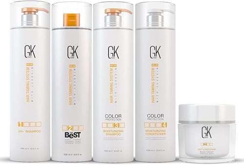 GK HAIR Global Keratin The Best Professional Hair Kit (1000ml/33.8 Fl Oz) zum Glätten, Glätten von Keratin-Behandlung - Für seidiges, glattes Naturhaar - Neue Formel