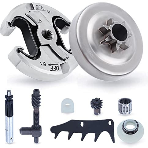 Kettenrad Kit für Husqvarna 445 445II 445E 450 Motorsäge, ADEFOL Kettenrad Ritzel Kupplung Kupplungstrommel mit Krallenanschlag Lager Ersatzteile Kettensäge Zubehör Set