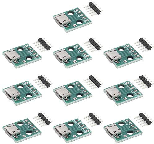 YOUMILE 10er Pack DIY Stecker/MINI MICRO USB zu DIP Adapter 2.54mm 5pin Buchse B Typ USB2.0 Buchse PCB Converter USB 3.0
