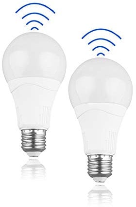 Greenic Radar Motion Sensor Led Light Bulb, 15W(100W Equivalent), E27 Screw, Cool White (5000K) Motion Sensor Light-Controlled Radar Lamp for Outdoor, Front Door, Basement, Garage, 2 Pack