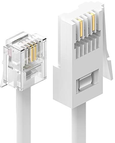 Ancable Telephone Cable Phone Cable for Landline ADSL Modem Cable 10M, BT Plug to RJ11 Male Broadband 6P2C 2-Pin Telephone Cable for BT UK Landline Phone Cord Home & Office Fax Modem
