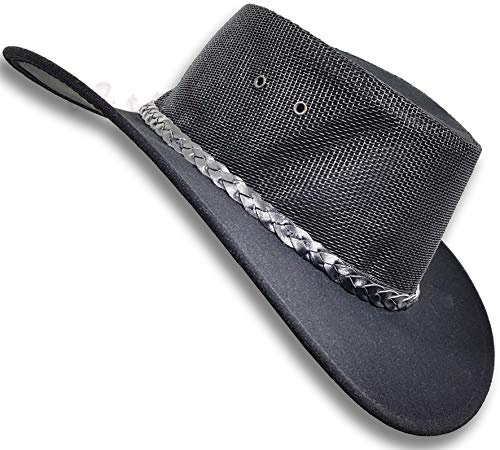 Oztrala HAT P-Leather Felt Breezer Mesh Mens Women Cowboy Australian Jacaru Aussie Outback Western Golf Fishing Bush Camping Hiking HSRZ UK