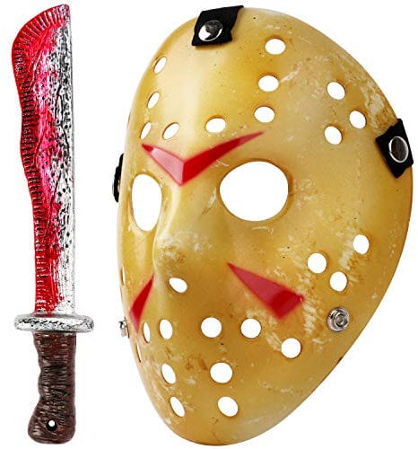 Landisun Cosplay Mask Machete Costume Halloween Horror Yellow