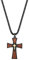 Flongo Herren-Kette Rosenkranz Holz Kreuz Kette Männer Anhänger Halskette Schwarz Herren-Accessoires