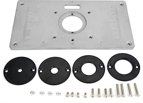 Niiyen Router Tisch Einsatzplatte, 235 mm x 120 mm x 8 mm Aluminium Holzbearbeitung DIY Router Tisch Einsatzplatte & Ring für Holzbearbeitung Graviermaschinenbänke