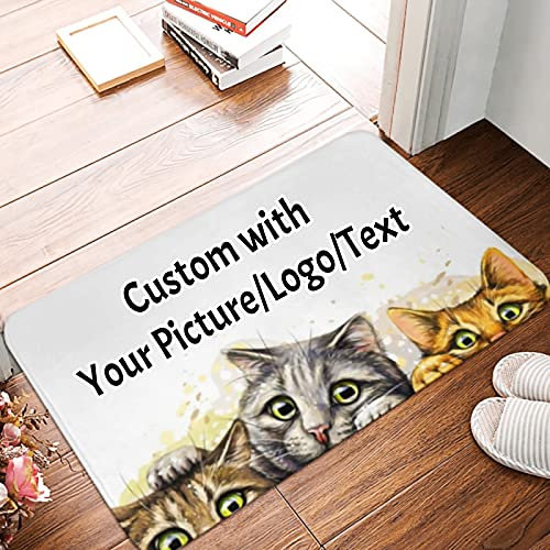 QIYI Personalised Door Mat, Custom Floor Mat with Picture Logo Text Non-Slip Soft Absorbent Entrance Doormat Rug for Entryway, Patio, Hallway, Indoor Outdoor, 50x80cm