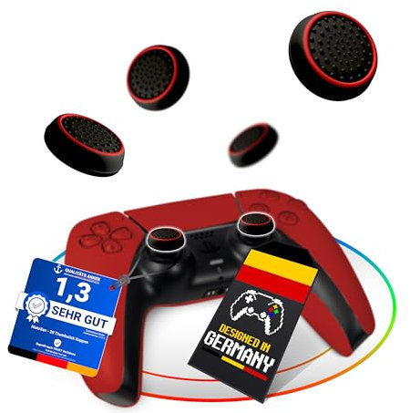 MatoSan® Set de Cubiertas de Silicona para Stick – Compatible con mandos PS5 y PS4 – Mejora de Agarre y Protección – Accesorios para Controladores Gaming – 4 Piezas Grip Caps (4 Piezas Rojo)