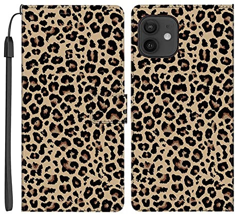 SEEYA Wallet Case for iPhone 12 / iPhone 12 Pro, Leopard Print Design Magnetic Flip Leather Case Folio Cover with Card Holders Cell Phone Purse Women Bookstyle Holster for iPhone 12