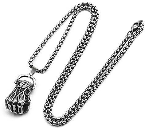 ZoeTekway Herren Halskette Edelstahl Persönlichkeit Faust Halskette, Herren Jungen Vintage Hip Hop Kette, Symbol der Stärke, Geschenke für Männer und Jungen