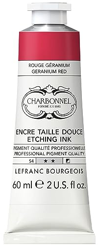 Charbonnel Kupferdruckfarben, hochpigmentierte Tiefdruckfarbe, ausgezeichnete Lichtechtheit, Vegan, lebendige Farben, alterungsbeständig, 60ml Tube - Geranienrot Primär