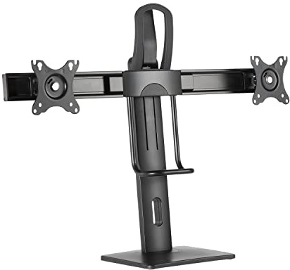 AISENS DT27TSR-065 Soporte DE Mesa Pro CONTRAPESO Giratorio E INCLINABLE para 2 MONITORES 6KG (3 PIVOTES, 2 Brazos) DE 17-27, Negro