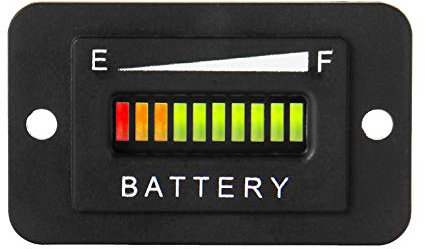Yooreal 12/24V Battery Fuel Gauge Indicator,Battery Monitor for Lead Acid Battery (Not Included Trojan Type) Powered Club Car Travel Trailer Forklift Scrubber Machine Electric Motorcycle