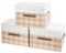 TYEERS Collapsible Storage Box with Lid, Patchwork Design, Decorative, Fabric Storage Box for Clothes, Wardrobe Storage, 38x25x25 cm, Set of 3, Camel Tan