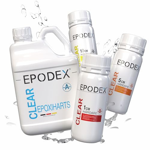 EPODEX Serie ECO, Resina epossidica per colate fino a 1cm - 9kg | Resina epossidica trasparente kit per rivestimenti, arte, fai da te, river table, lampade, gioielli e altro