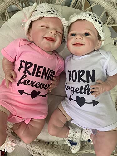 HAMIMI 22 Inch 55cm Reborn Baby Dolls Soft Silicone Body Reborn Twin Handmade Lifelike for 3-10 Children's Gifts