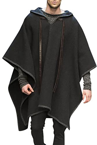 Poncho à capuche - Poncho pour homme - Fait à la main - Vêtement confortable pour homme - Poncho à capuche en alpaga - Pour homme - Fait à la main - Manteau d'hiver chaud et doux - Manteau d'hiver