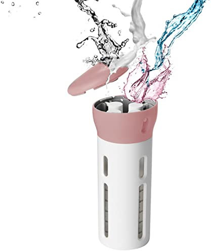 4 in 1 Nachfüllbare Reiseflaschen,Reisespender Shampoo Lotion Gel Reiseflasche, 1 Außenflasche mit 4 Spenderflasche,Flüssigkeitsspender für Parfüm Shampoo und Conditioner Duschgel (Rosa)
