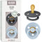 BIBS Colour Symmetrical Schnuller 2er Pack, BPA-frei Dummy-Schnuller, Symmetrischer Nippel. Naturkautschuk/Latex, Hergestellt in Dänemark. 0-6 Monate (2er Pack), Iron/Baby Blue