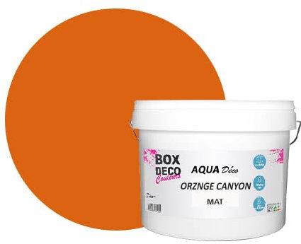 BOX DECO COULEURS Peinture murale acrylique aspect mat Aqua Déco - 10L, Orange Canyon