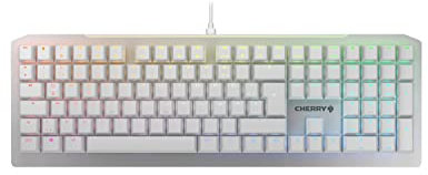 CHERRY MV 3.0, Mechanische Gaming-Tastatur mit RGB-Beleuchtung, Deutsches Layout (QWERTZ), Leuchtstarkes Aluminium-Design, CHERRY MV Switches (VIOLA), Weiß