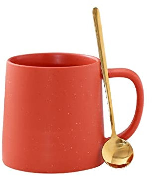 BNNP Taza de cerámica de café congelada Textura de té de Cacao Taza de Agua Taza con Cuchara (14.8 oz) (Color : A)