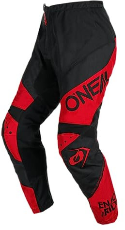 O'NEAL | Motocross-Hose | Enduro MX | Maximale Bewegungsfreiheit, Leichtes, Atmungsaktives und langlebiges Design | Pants Element Racewear V.24 | Erwachsene | Schwarz Rot | Größe 30