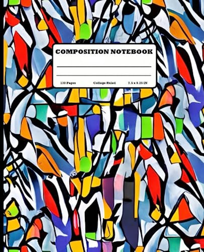 Sewn Abstract Composition Book: Modern Rainbow, 7.5 x 9.25 Inches | Notebook for Kids | 130 - Pages lined | stargazer | Back to School | birthday gifts | Birthday journal | Wide Ruled