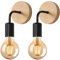 Tealight Lámparas de Pared Vintage 2 Piezas, Aplique Pared Interior de Madera Metal Industrial, Luz de Pared Retro E27 para Dormitorio, Pasillo, Cocina, Café, Negro