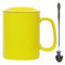 KOPYFANTAP Tazza Grande 1000ml, 33Oz Tazzina Giganti da Caffè in Ceramica con Coperchio e Cucchiaio XXL Bicchieri con Grandemanico,Lavabile in Lavastoviglie, Giallo