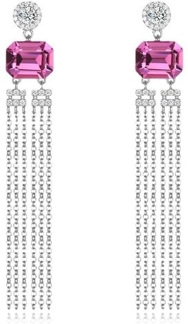 Ohrringe Hängend Damen, Silberne Ohrringe Damen Lange Quaste mit Zirkonia 925 Silber Statement Ohrringe