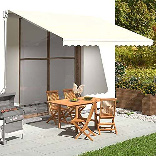 LAPOOH Markisenbespannung, Markisenstoff, Markisentuch, Markise, Outdoorstoff, Sonnensegel, Sonnenschutztuch, Wetterfeste Plane Für Außen, Creme 4x3,5 m