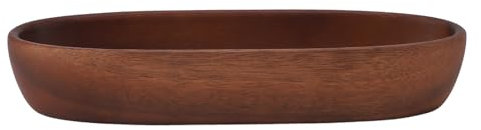 HERCHR Wooden Oval Fruit Plate 9.8x3.3x1.8in Long Boat Shaped Fruits Snack Bowl Wooden Salad Decorative Serving Tray,Serving Bowl Dessert Platter Tray Dish for Salad,Veggies and Fruit