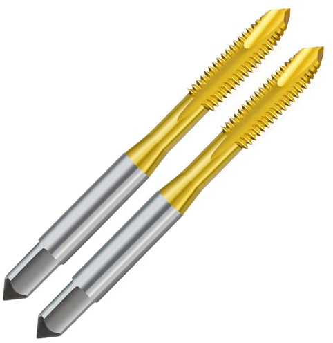 BALUGAEA Gewindebohrer 2 Stück Gewindeschneider M8*1,25 Maschinengewindebohrer HSS Titan Metrisch Gewindeschneider Rechts Gewindeschneid Maschinen Gewinde Bohrer Kann auch als Handgewindebohrer