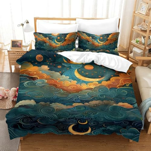 GZCVBDYUY Sonne 3D-gedrucktes Bettwäsche 3 Teilig Bettbezug Set Mit Kissenbezug Soft Microfaser Luxus Modern Mit Reißverschluss Für Erwachsene Und Kinder Single(140x200cm)