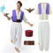 Joellfuner Aladdin Kostüm Mann, Aladdin Kostüm Herren, Prinz Ali Aladdin Kostüm mit Arabischer Prinz Weste, Aladdin Lampe, Hemden, Hüte, Aladinhose für Mottoparty Karneval Fasching (M)