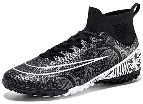 KUUK Fussballschuhe Kunstrasen Herren Hallenschuhe Fussball Turf Fußballschuhe Für Jungen Indoor AG FG TF Trainingsschuhe Outdoor (1126 Schwarz TF 40)