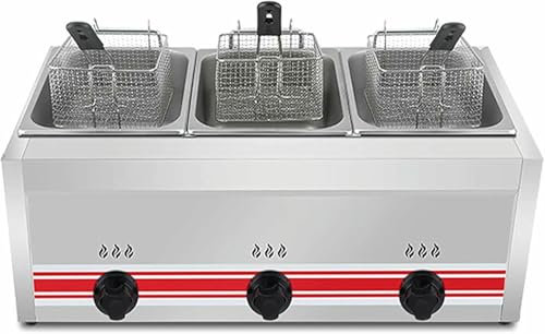 LYJYUJIE Freidora a Gas Comercial, freidora Comercial con Cesta y Tapa, para restaurantes comerciales y Familiares, fácil de Limpiar, 30 l~/
